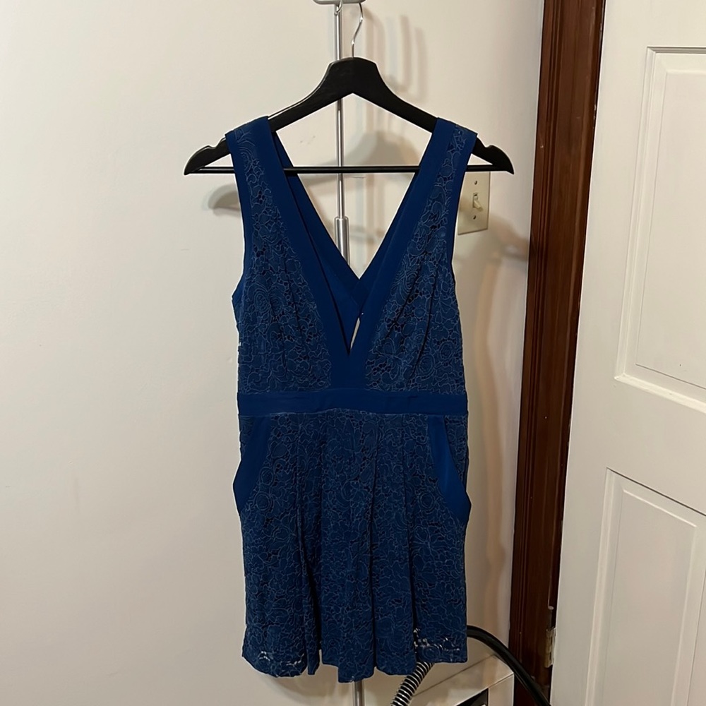 Navy Free People dress with lace details